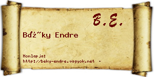 Béky Endre névjegykártya